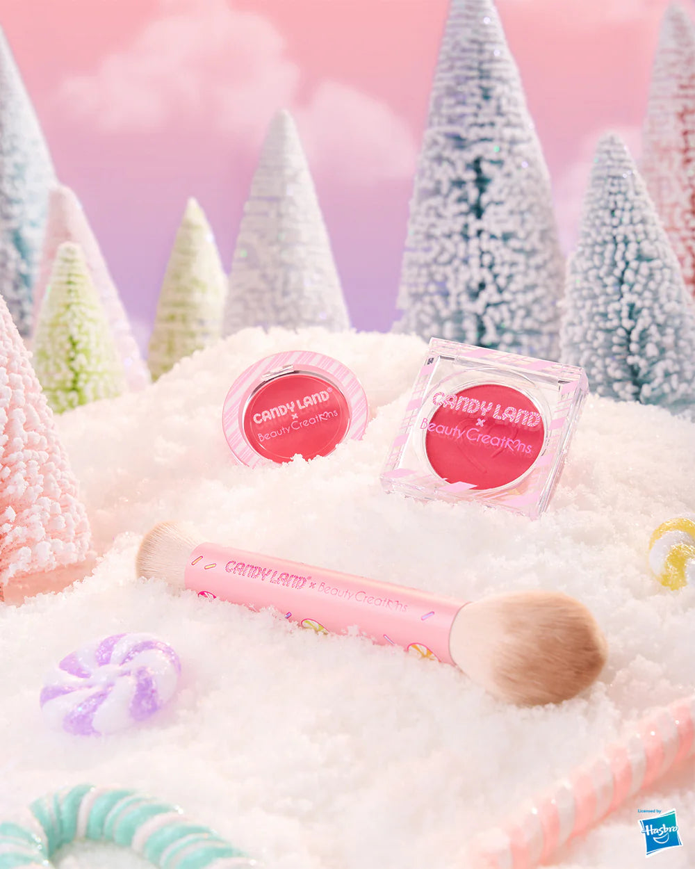 CANDY LAND X BEAUTY CREATIONS SWEET SWIRL CREAM AND POWDER BLUSH & BRUSH SET
