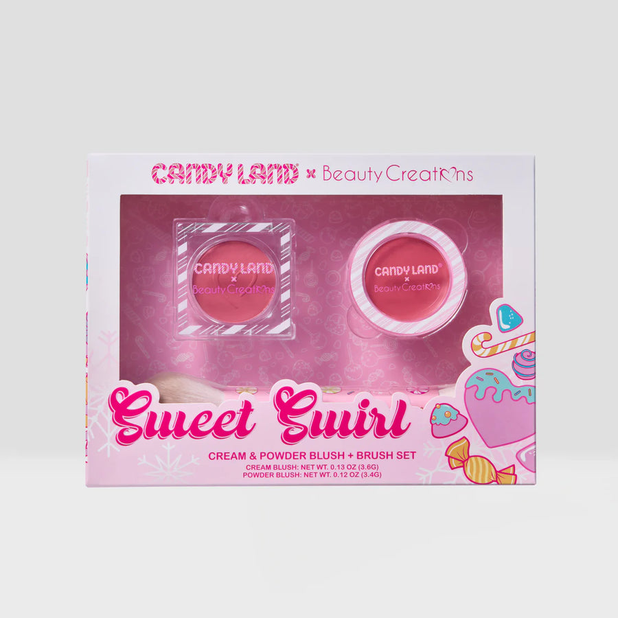CANDY LAND X BEAUTY CREATIONS SWEET SWIRL CREAM AND POWDER BLUSH & BRUSH SET